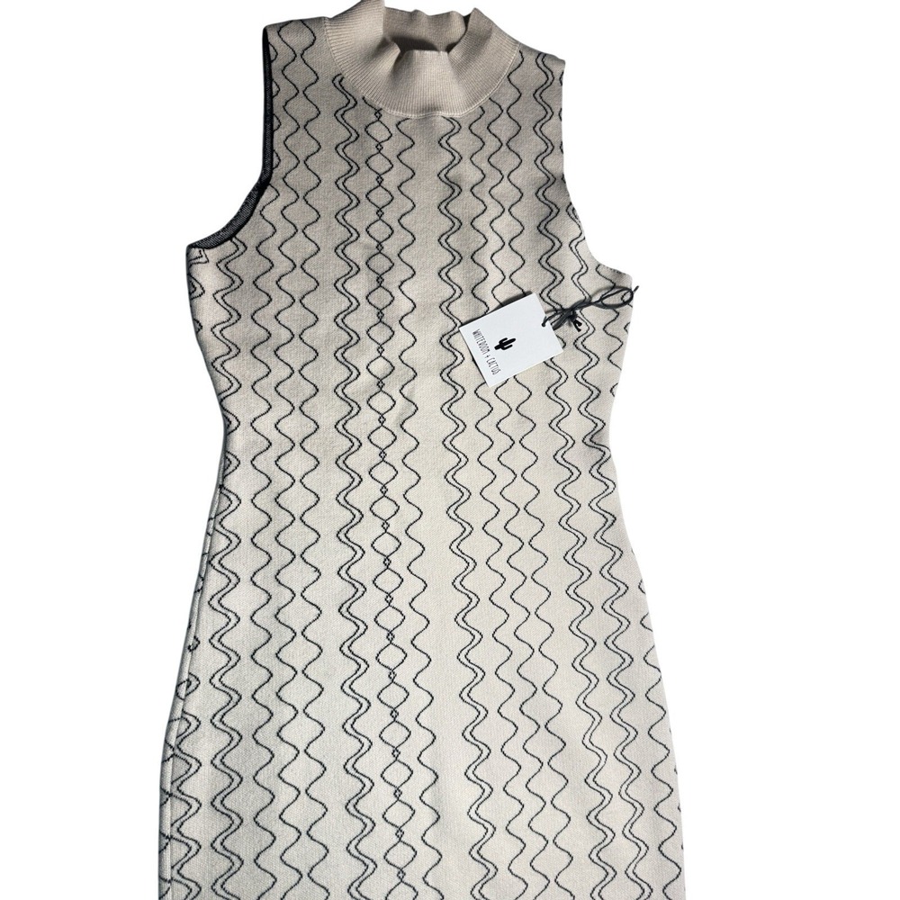Whiteroom + Cactus Womens Mock Neck Sleeveless Knit Wavy Geometric Dress‎ Medium